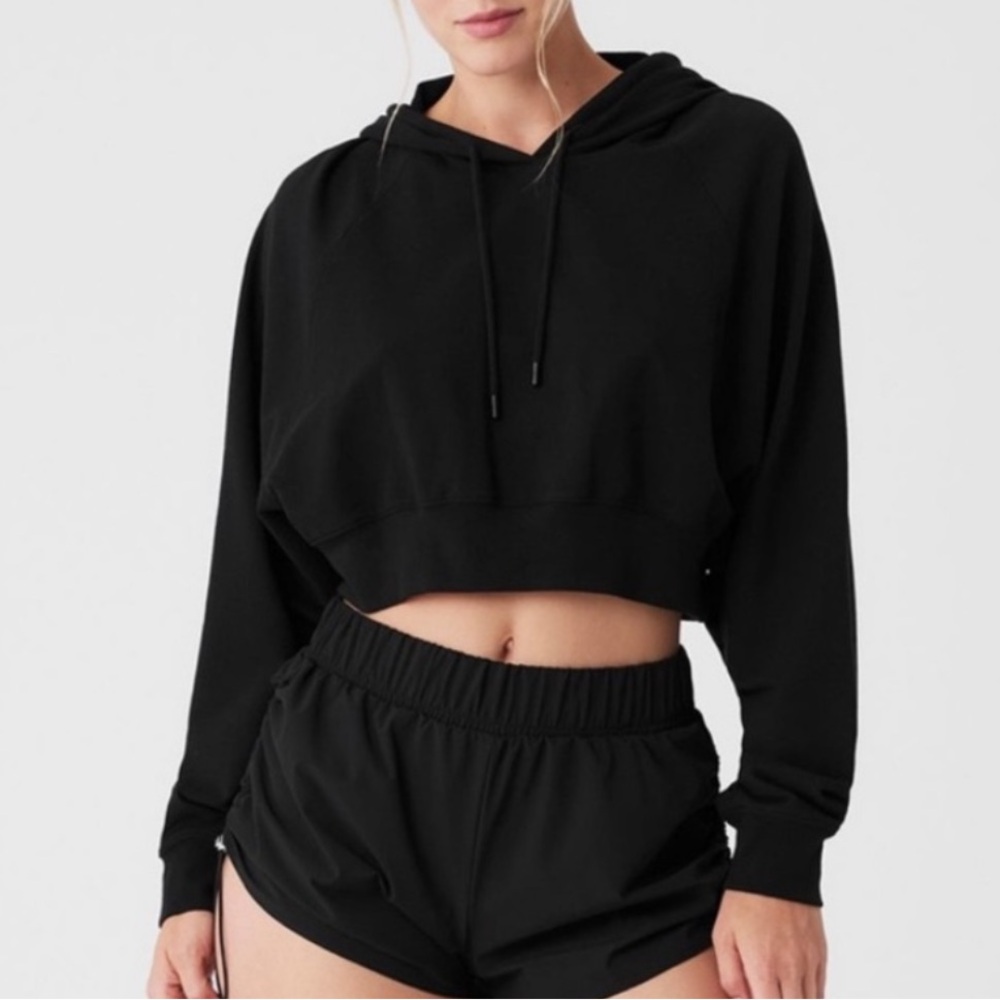 ALO Yoga Double Take Cropped Hoodie Black